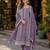 Purple silk blend suit with embroidery & sequin work