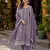 Purple silk blend suit with embroidery & sequin work