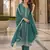 Emerald silk blend suit with embroidery & sequin work