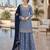 Blue silk blend suit with embroidery sequin work