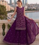 Purple georgette suit with embroidery & sequin work