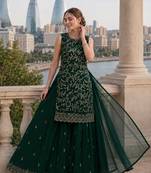 Black georgette semi stitched suit with embroidery & sequence work