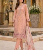 Pink faux georgette suit with embroidery work