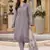 Grey faux georgette suit with embroidery work