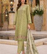 Mehendi faux georgette suit with embroidery work