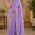 lavender embroidered designer shimmer chiffon saree with scalloped border