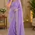 lavender embroidered designer shimmer chiffon saree with scalloped border
