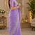 lavender embroidered designer shimmer chiffon saree with scalloped border