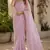 light lavender embroidered designer shimmer chiffon saree with scalloped border