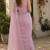 light lavender embroidered designer shimmer chiffon saree with scalloped border