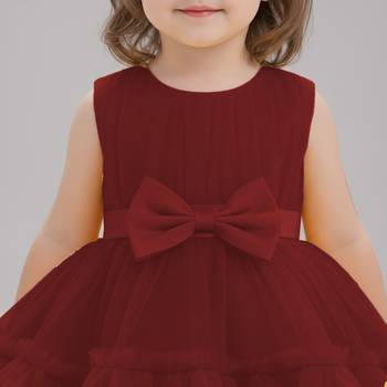 Maroon embellished net fit & flare party wear girls dress 4
