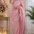 pink embroidered designer shimmer chiffon saree with scalloped border