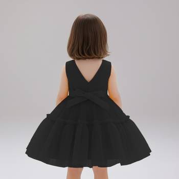 Black embellished net fit & flare party wear girls dress 2