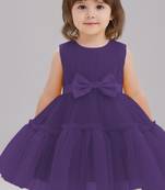 Purple embellished net fit & flare party wear girls dress