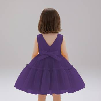 Purple embellished net fit & flare party wear girls dress 2