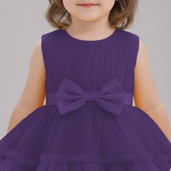 Purple embellished net fit & flare party wear girls dress 4