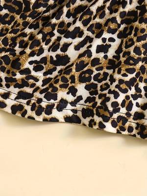 Black leopard print bow detailed fit & flare girls dress 5