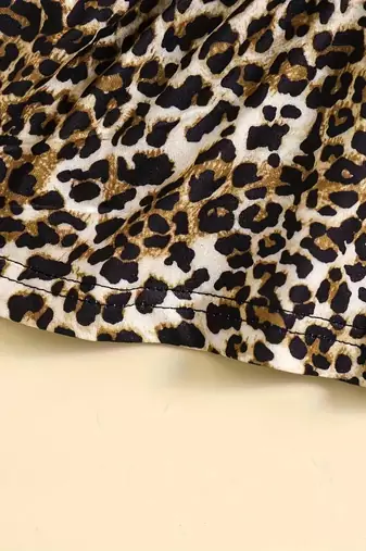 Black leopard print bow detailed fit & flare girls dress