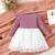 Purple ribbed knit bow tulle party dress for girls