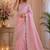 pink embroidered designer shimmer chiffon saree with scalloped border