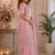 pink embroidered designer shimmer chiffon saree with scalloped border
