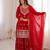 Red color zari dori sequence & thread embroidered work foux georgette sharara set