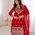 Red color zari dori sequence & thread embroidered work foux georgette sharara set