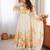 White-yellow color flower printed orgenza silk anarkali set