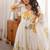 White-yellow color flower printed orgenza silk anarkali set