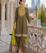 White embroderied silk blend stitched dhoti suit
