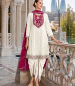 Mehndi embroderied silk blend stitched dhoti suit