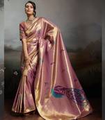 Pink colour banarasi jacquard meenakari wedding saree