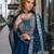 Navy blue designer embroidered heavy silk blend anarkali suit
