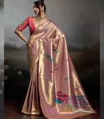 Pink colour banarasi jacquard meenakari wedding saree