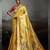 golden  jacquard meenakari saree