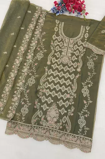 Mahendi embroidered silk blend salwar suit