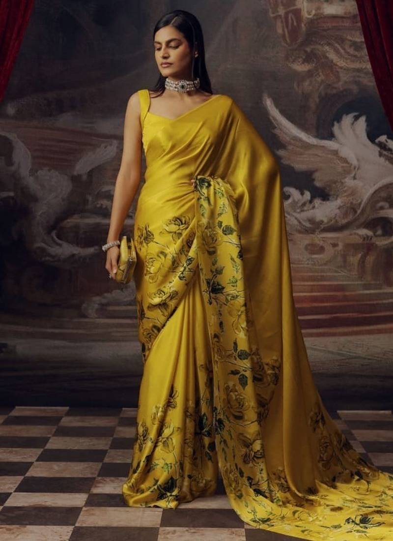  mustard saree with blouse