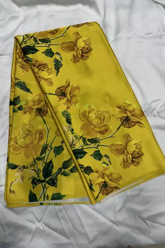 Imperial mustard predrepped saree with unstiched blouse