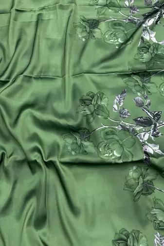 Pistachio sage predrepped saree with unstiched blouse