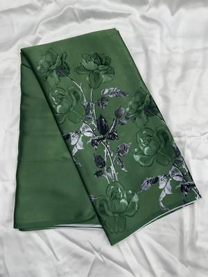 Pistachio sage predrepped saree with unstiched blouse 4