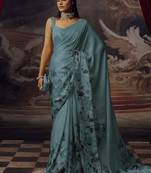 ice blue mist saree with blouse