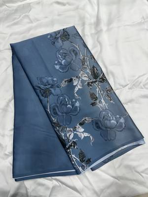 ice blue mist predrepped saree with unstiched blouse 3