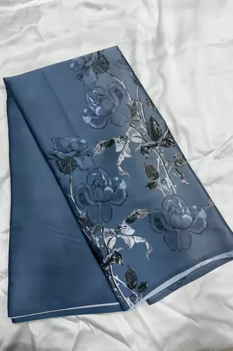 ice blue mist predrepped saree with unstiched blouse