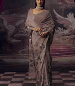 Nude mocha rose predrepped saree with unstiched blouse