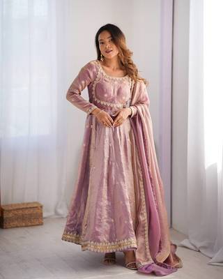 Pink Fandy Silk Embroidered Kurti Pant Dupatta 2