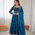 Blue Fandy Silk Embroidered Kurti Pant Dupatta