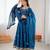 Blue Fandy Silk Embroidered Kurti Pant Dupatta