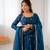 Blue Fandy Silk Embroidered Kurti Pant Dupatta