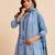 aqua blue cotton silk blend jacquard kurta set with dupatta