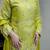 parrot green silk blend mirror embroidered kurta set with nazmin dupatta